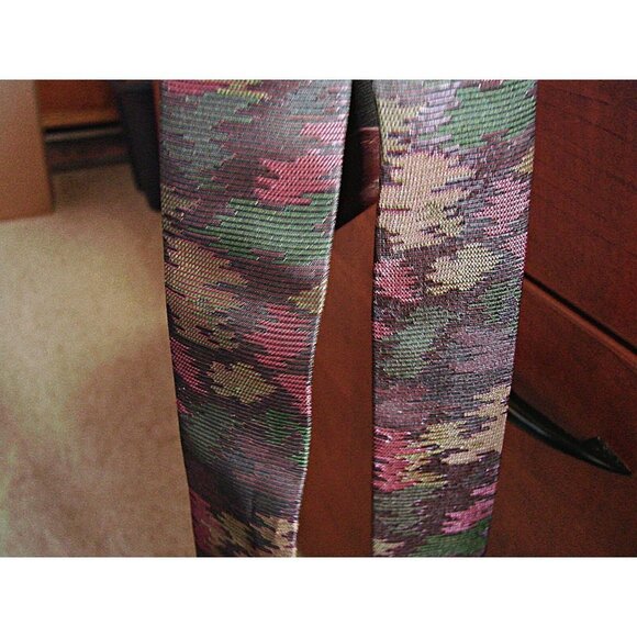 CAS Adjustable Button On Suspenders Maroon Burgundy Green Gold Camo Like Design - Picture 9 of 10